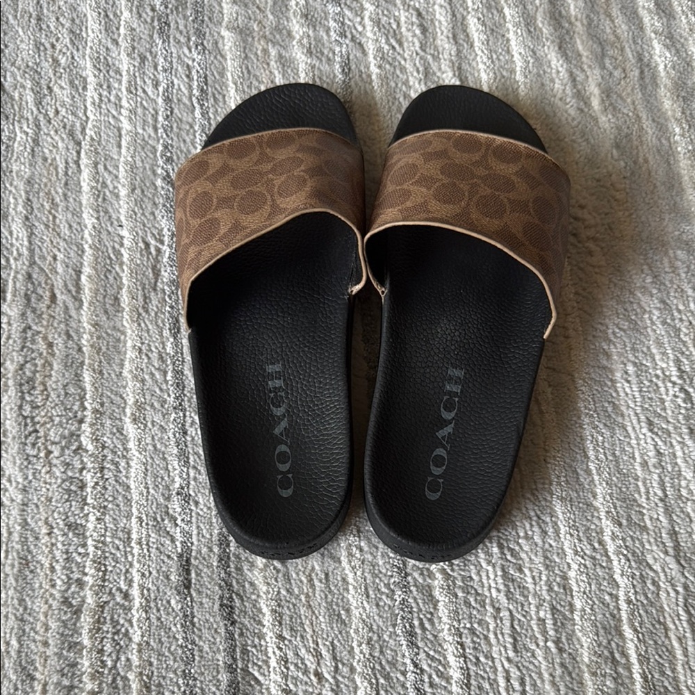 Coach Brown and Black Slides